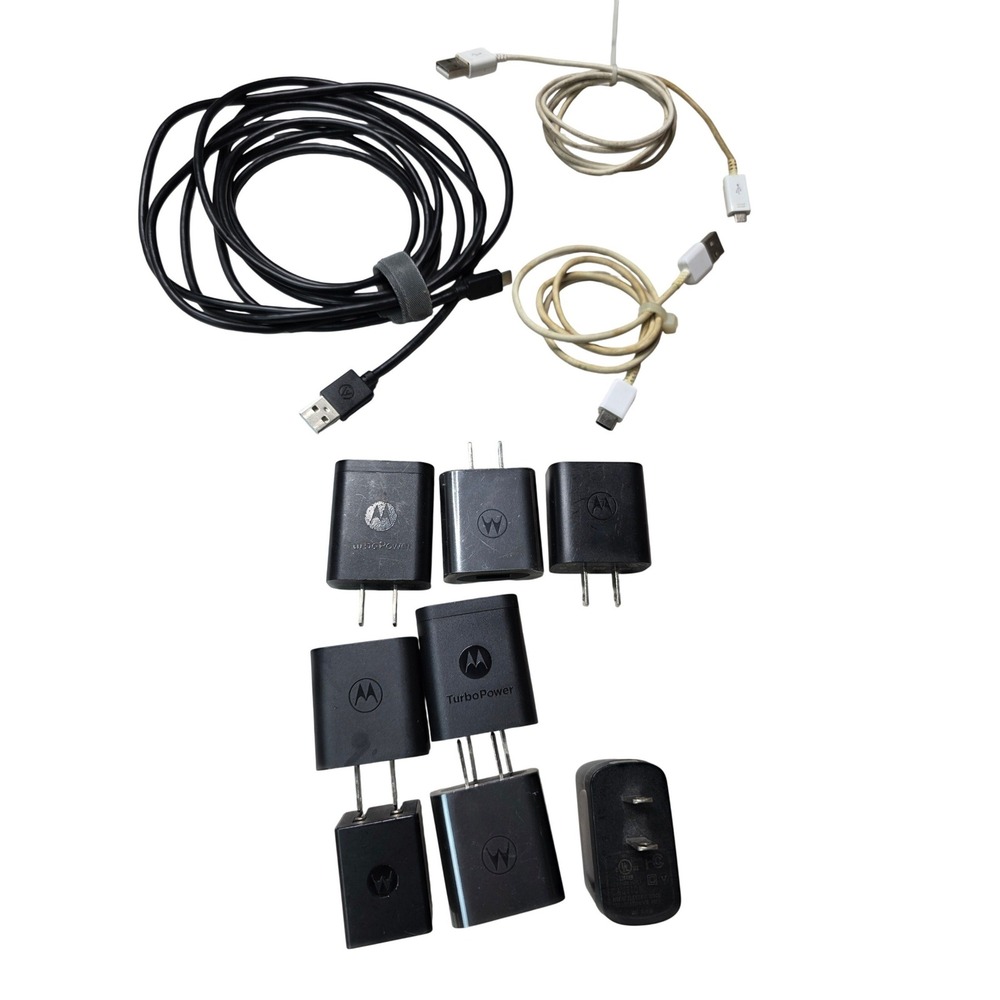 Motorola TurboPower Wall Charger Lot 8 Adapters 3 USB-C Micro Cables SPN5737A W4